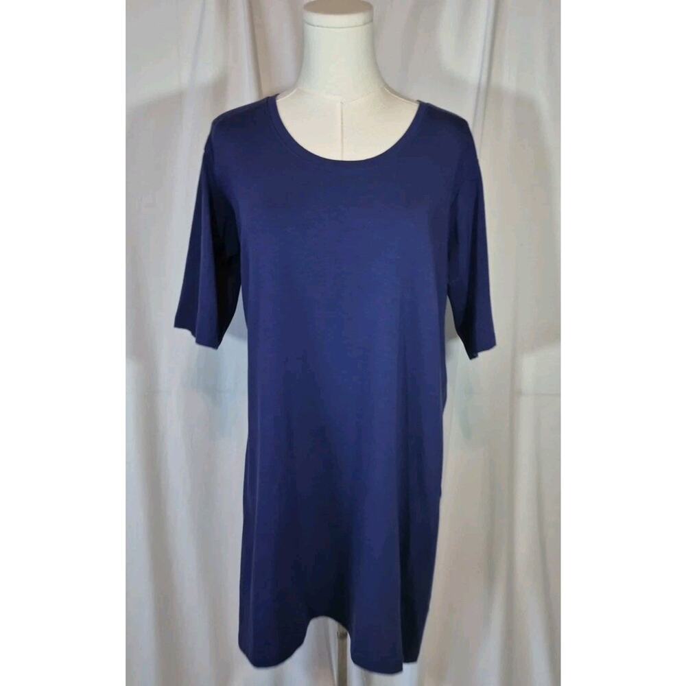 Eileen Fisher Organic Cotton Navy Jersey Shirt Dress XS